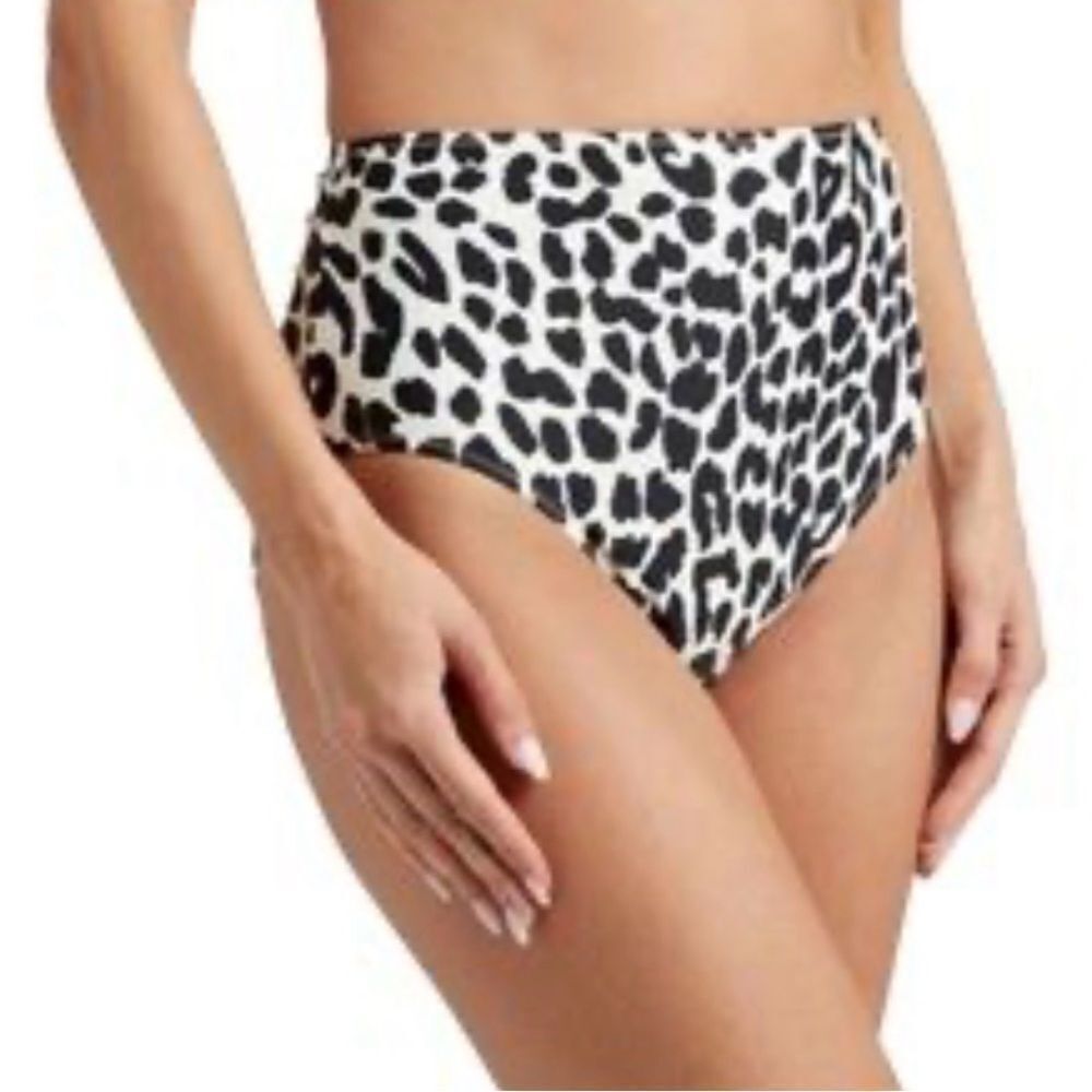Tigerlily Green and Black Leopard Print High Waist Bikini Bottom(Size Large)